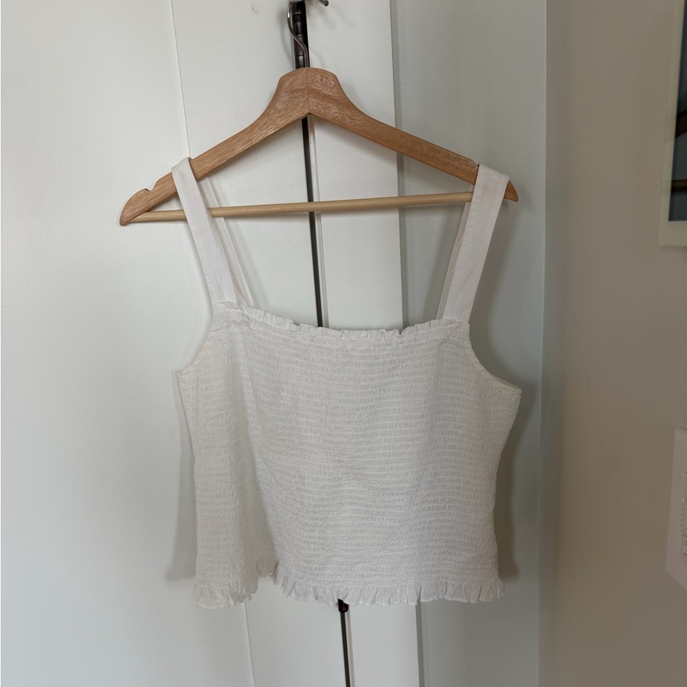 Madewell Lucie Smocked Tank Top Eyelet White Large